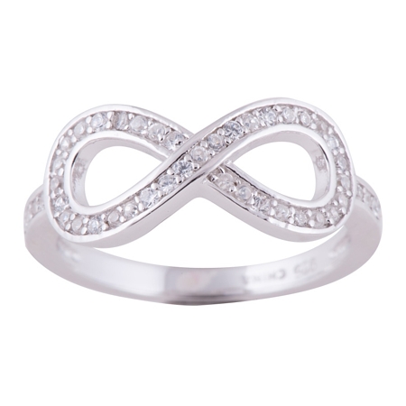 Infinity Ring with Clear Cubic Zirconias - Click Image to Close